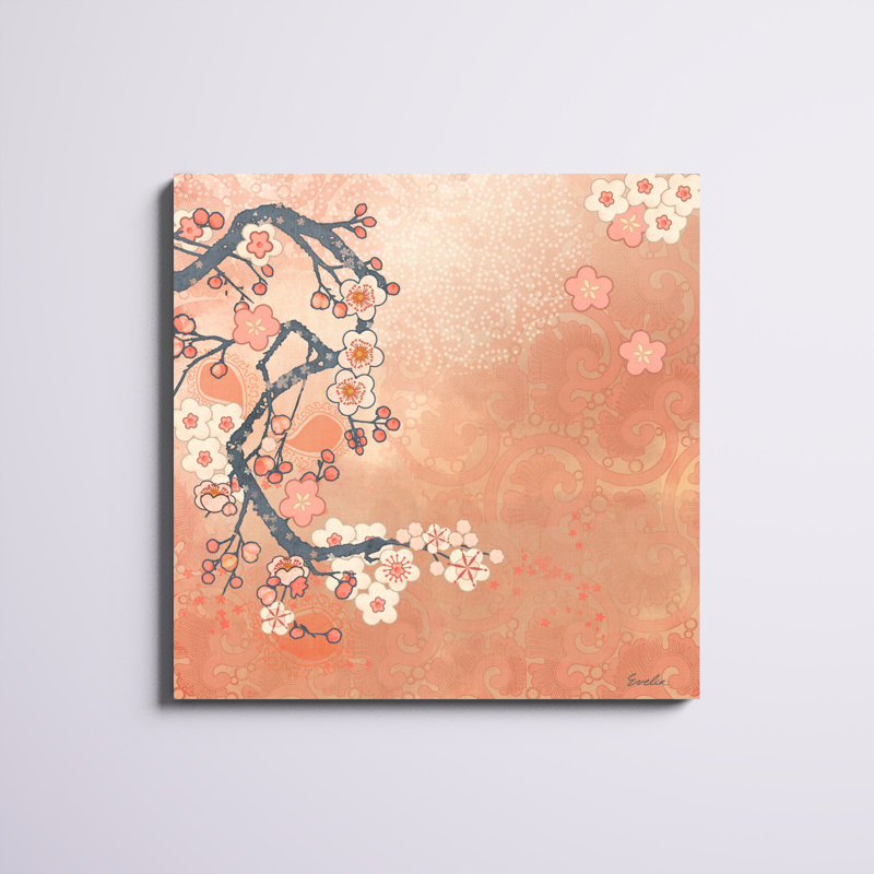 «Tokyo Cherry I», peinture sur toile, H 36 po x l 36 po