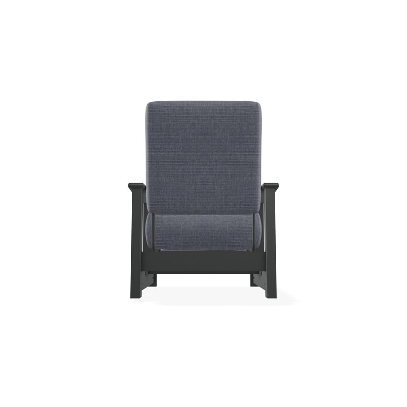 Leeward Marine Grade Polymer Deep Seating Cushion Arm Chair with Hidden Motion, Graphite, Proven Denim