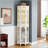 Corner Curio Cabinet With 4 Adjustable Tempered Glass Shelves And Built-In Lighting, For Displaying Collectibles And Decorative Items.-38689078