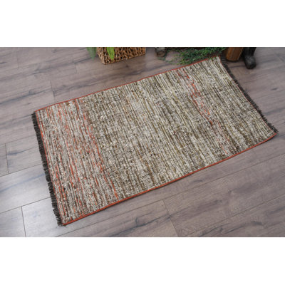 Modern Abstract Wool Rug, 27.6x47.2 Inch Brown Rug