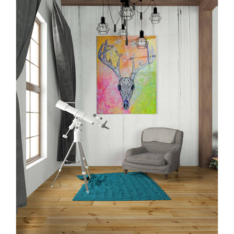 «Skull and Bird» par Surma et Guillen, art mural en verre acrylique, H 36 po x l 24 po
