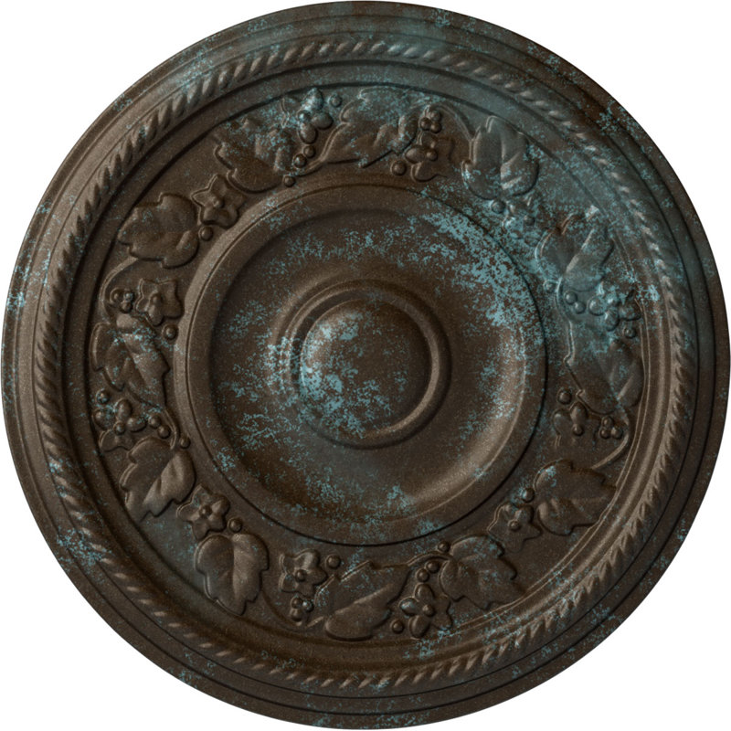 Médaillon de plafond Endurathane Tyrone, DO 16 1/8 po x P 3/4 po (convient aux auvents jusqu'à 6 3/4 po), Patine bleue bronze