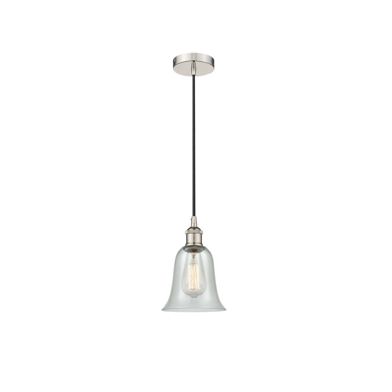 Luminaire suspendu en forme de cloche à 1 lumière Pierrette, Nickel poli