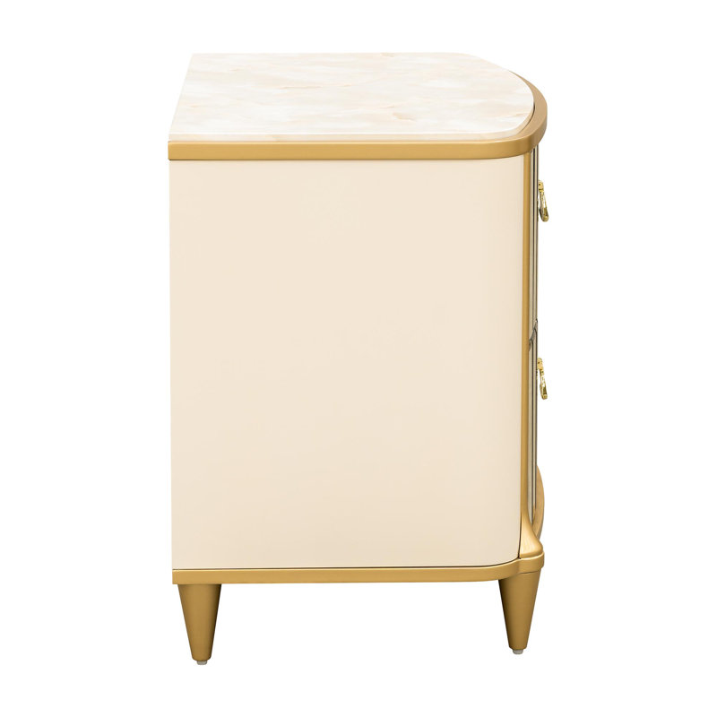 Scotts Square 2-Drawer Mirrored Nightstand - Light Champagne