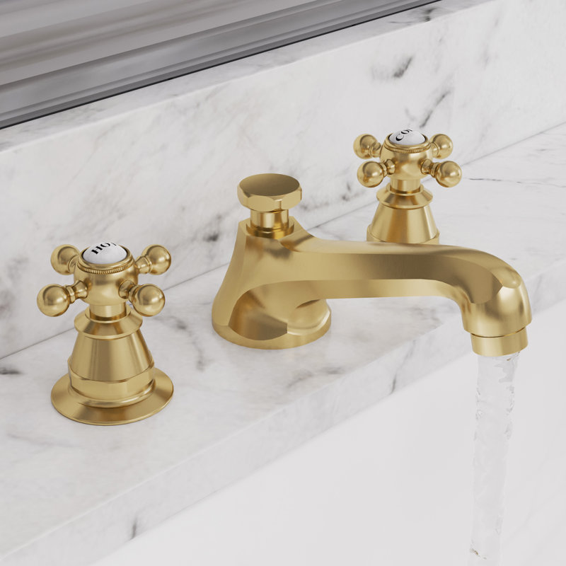 Carlson 2-handle Bathroom Faucet with Drain Assembly, Cross Handle, Satin Gold