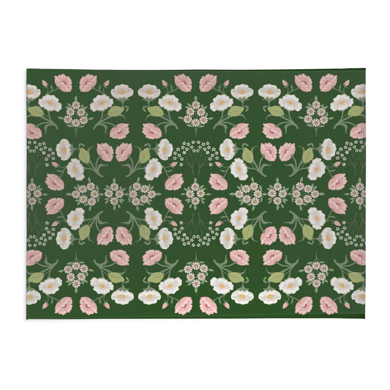 Tapis d'intérieur antidérapant May fleurs, Rectangle 4pi x 6 pi