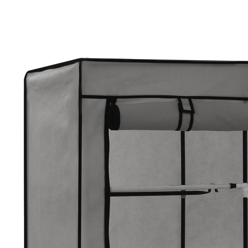 3 Door Fabric Wardrobe, Grey