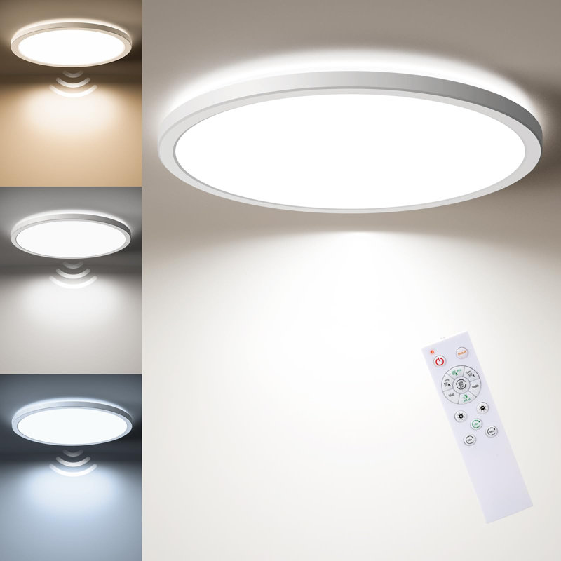 Motion Sensor 12" LED Ceiling Light, Dimmable 3000K-5000K, Remote Control