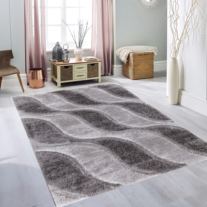 Aelynn Geometric Machine Tufted Shag 160cm X 230cm Indoor / Outdoor Area Rug