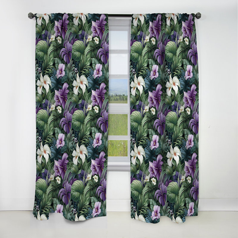 Motif tropical Palm Enchantment - Rideau floral - Rideau occultant floral - 1 panneau, L 52 po x L 84 po