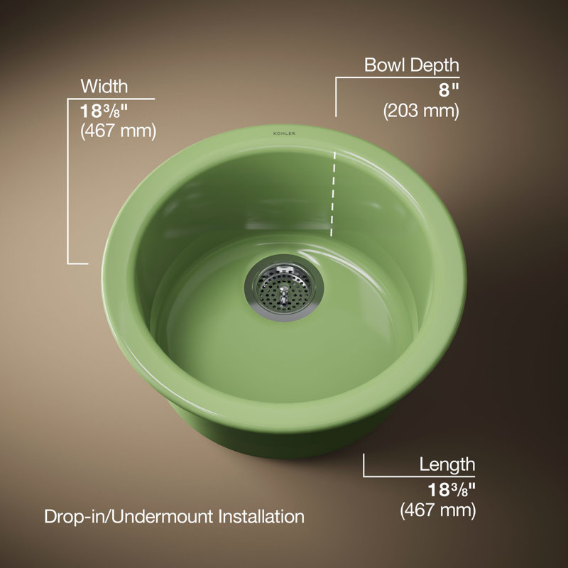 Porto Fino Top-Mount/Under-Mount Bar Sink, Fresh Green