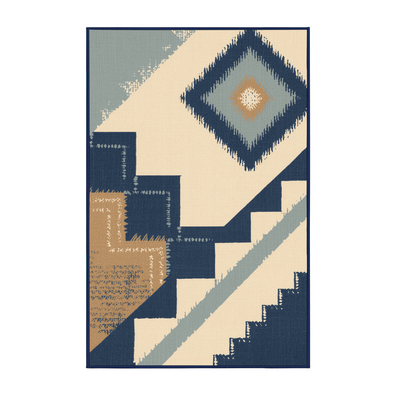 Tapis moelleux moelleux à imprimé bloc Adlai Global, 7 x 10