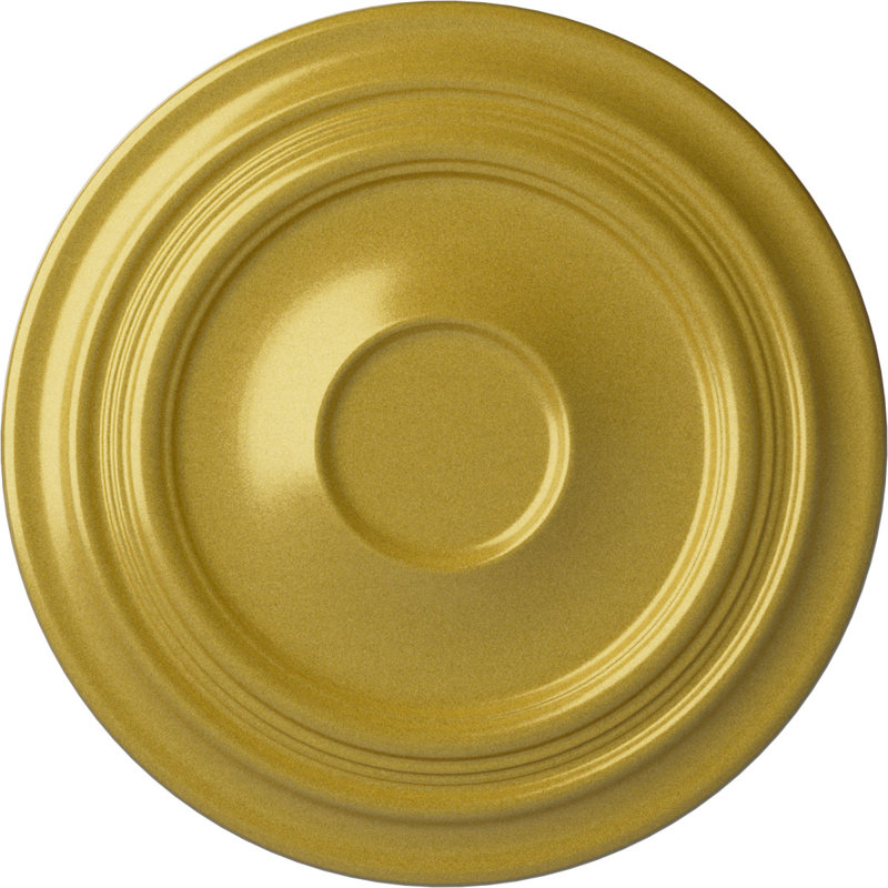 Endurathane Victorian Ceiling Medallion, 24 3/8"OD x 1"P, Hand-Painted Jet Black Finish, Rich Gold