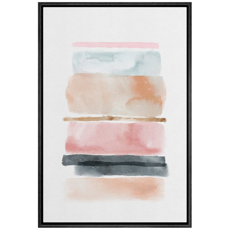 " Bright Watercolor Blocks ", Black, 24" H x 16" W x 1.5" D