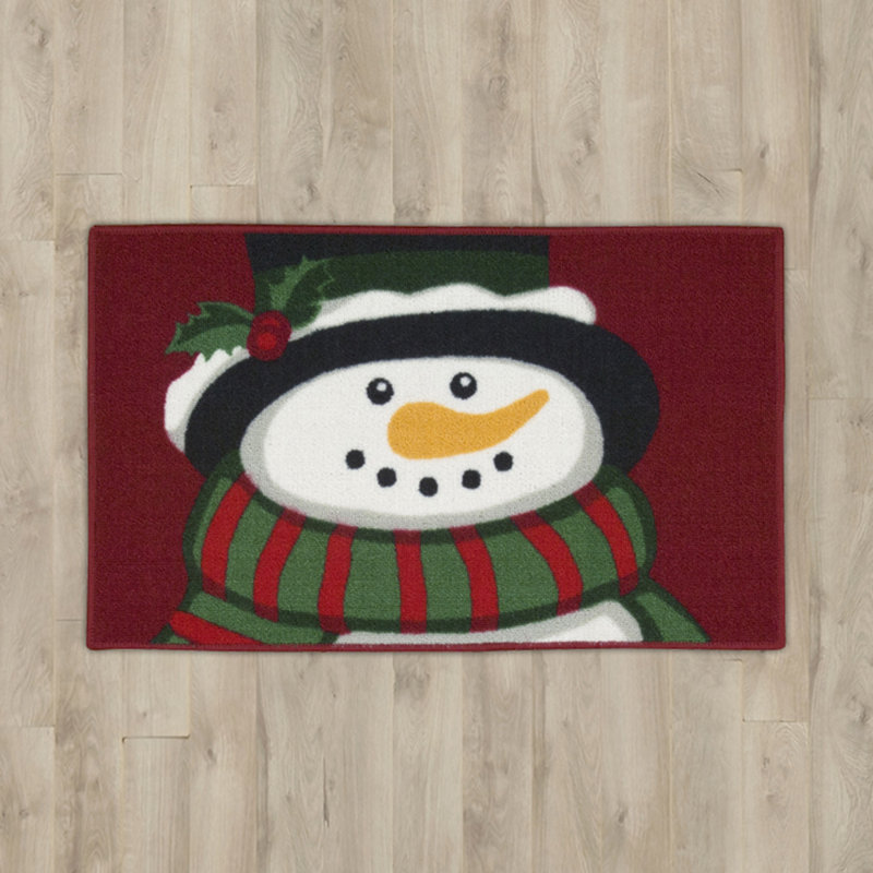 Snowman Hand-Tufted Red Area Rug