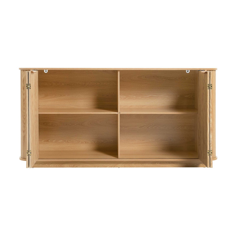 Buffet de rangement ondulé de 63 po à deux portes avec tablettes réglables, idéal pour la cuisine, le salon, le couloir - rangement polyvalent