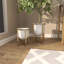 Jardinière ronde blanche avec base en métal doré, 10 po, 13 po