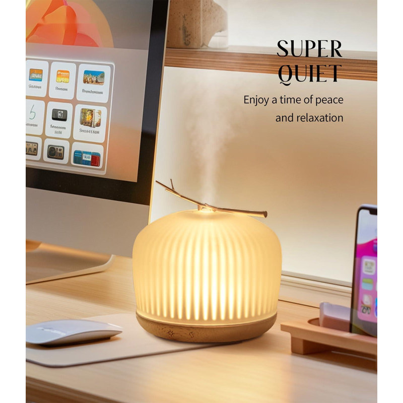 Verre diffuseur Quiet Aromathérapie: parfum ultrasonique de brume fraîche 230 ML pour la maison avec veilleuse - esthétique pour les femmes filles