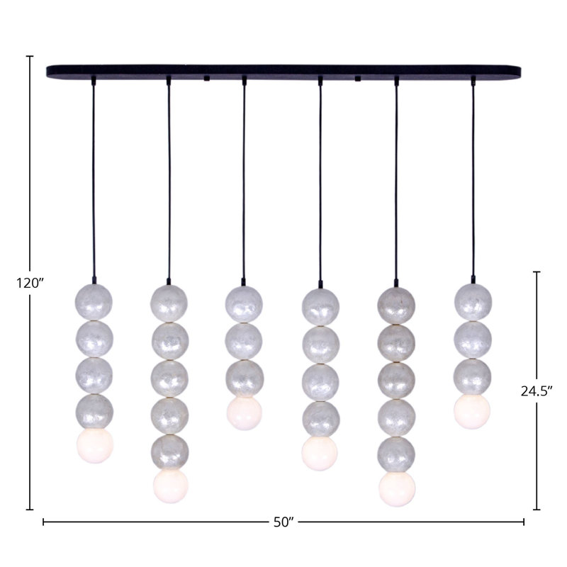 Pearls 6 LT Matte Black Linear Pendant Kalco