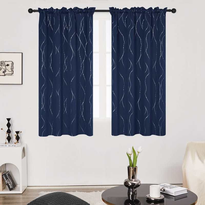 Flurin Room Darkening Curtain Pair, Navy Blue, 52" W x 84" L