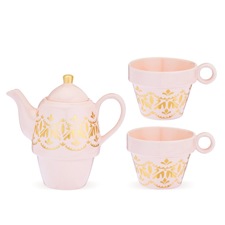 Tea Set Floral Porcelain Slav Porcelain Pink Tea Cup Set HCH