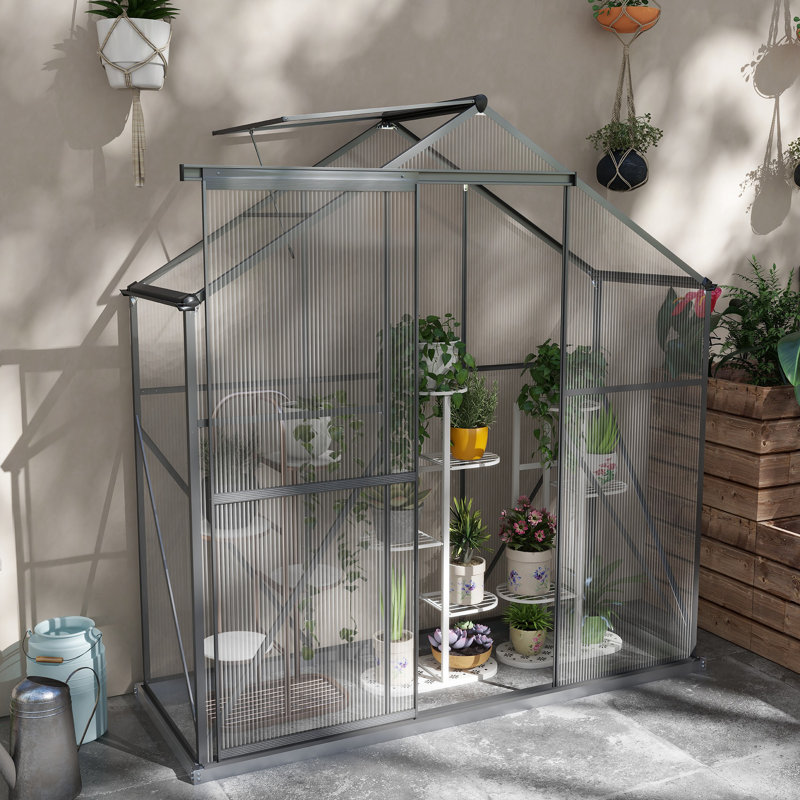 Brydin 15 Ft W x 5.8 Ft D Greenhouse, Dark Grey