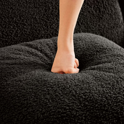 Canapé sans accoudoirs avec tissu en peluche noir