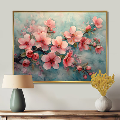 Vintage Pink Cherry Blossom Bloom - Cherry Blossom Wall Art Print