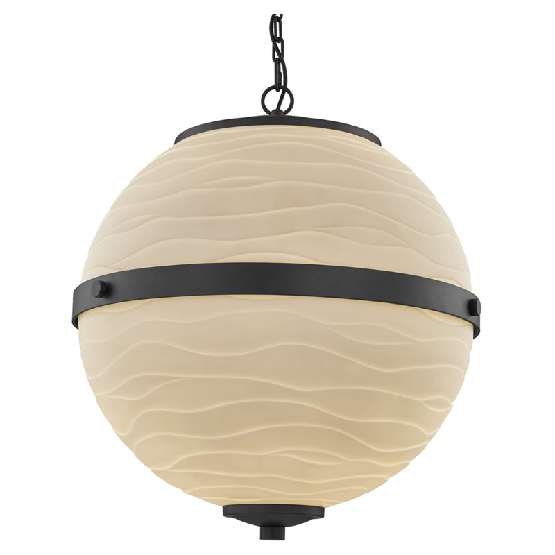 Krushi 3 - Light Dimmable Globe Chandelier, Dedicated LED, Polished Chrome, Opal