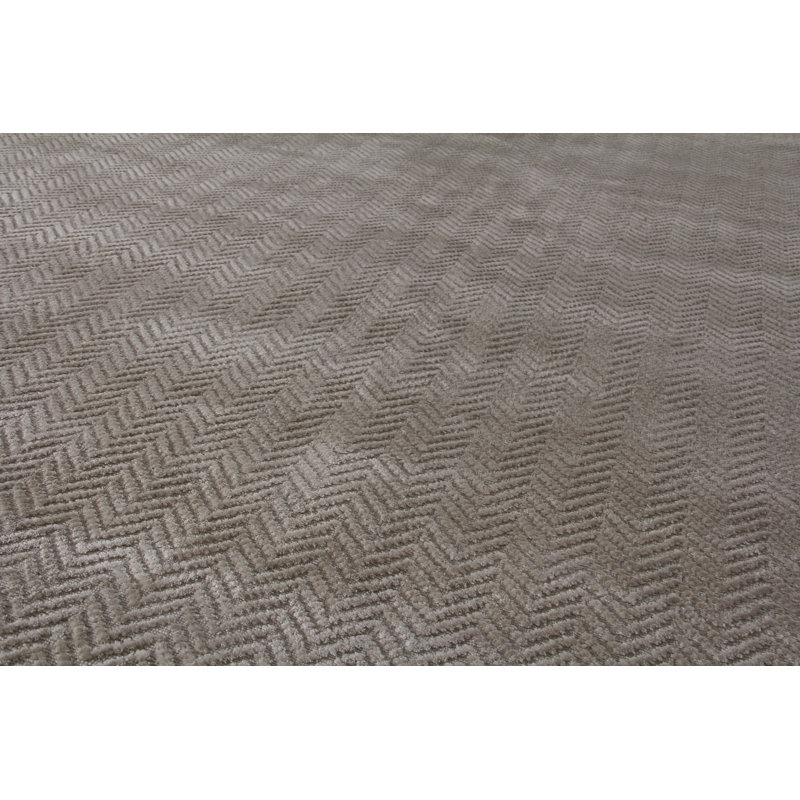 Pavo Tencel Chevron Area Rug in Light Silver, Rectangle 8' x 10'
