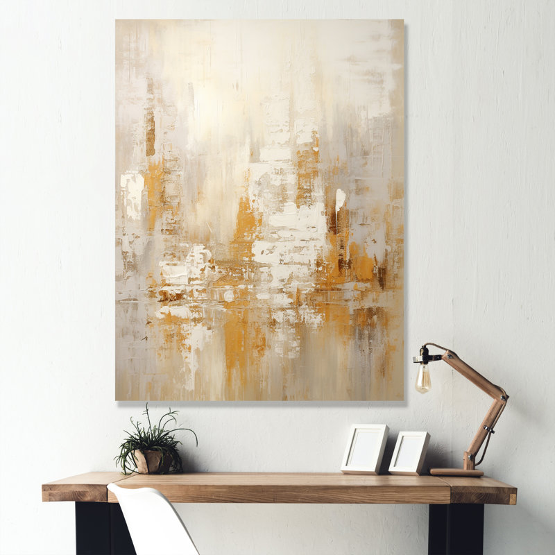 Beige, gratte-ciel de la ville, peinture I - gratte-ciel, salon d'art mural, Cadre photo noir, H 32 po x l 16 po