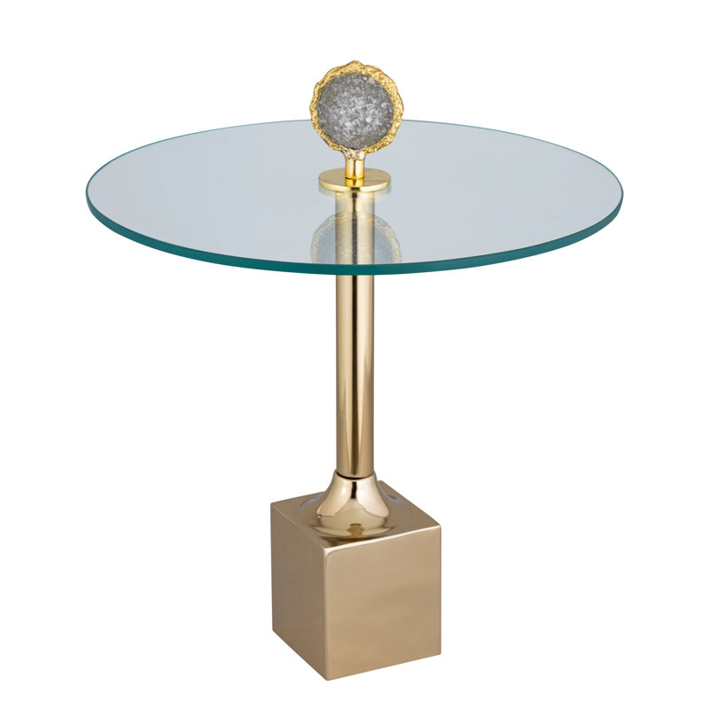 Sagebrook Home 23" Macklin Labradorite Stone Glass And Metal Accent, Gold