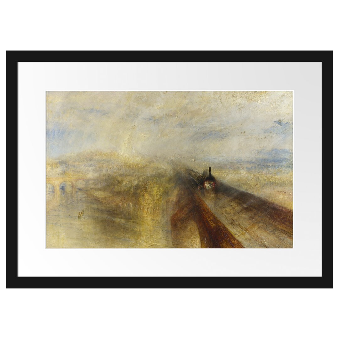 William Turner - Rain Steam And Speed The Great Western - Im Bilderrahmen Mit Galerie-Passepartout