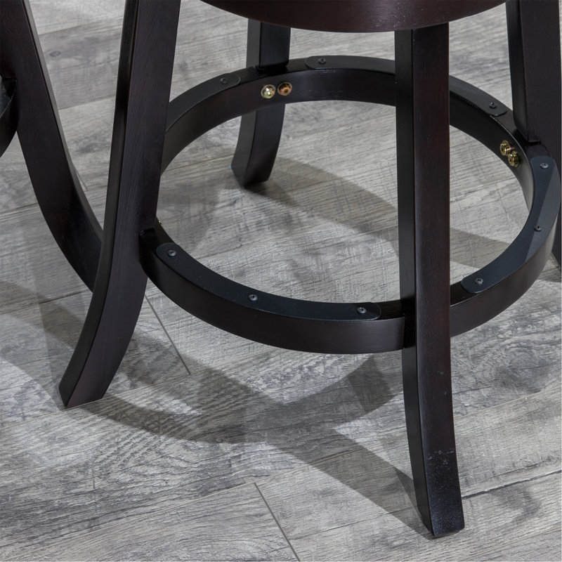 Tabouret pivotant à lattes de 30 po de hauteur de bar, finition espresso, siège en tissu gris anthracite