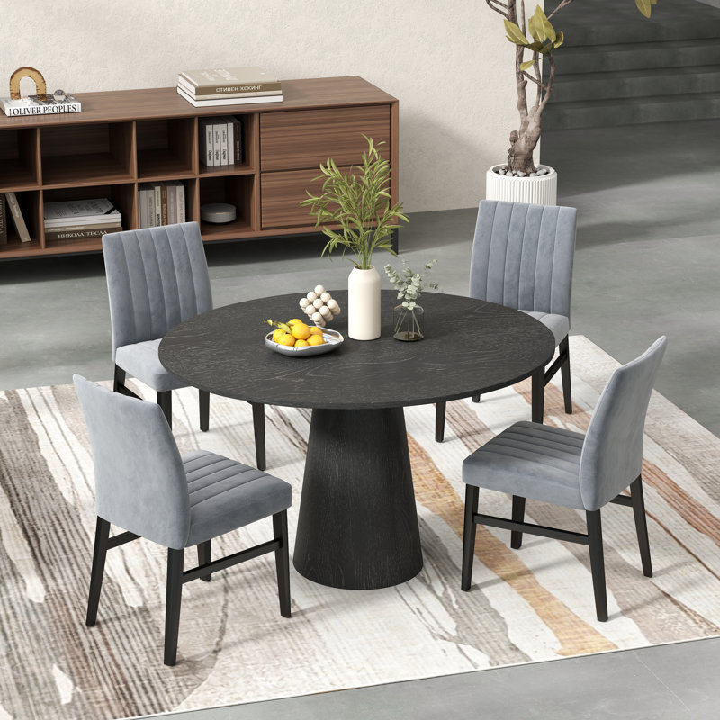 Samien Butler 5-Piece Round Dining Set, Gray