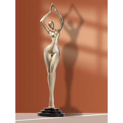 Minimalist Figure Fiberglass-Wood Base Entrance Sculpture Ornament