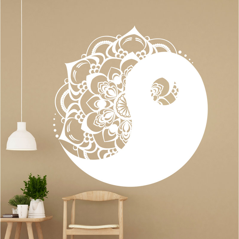 Adhésif décoratif mandala bohémien, H 20 po x l 22 po, Blanc