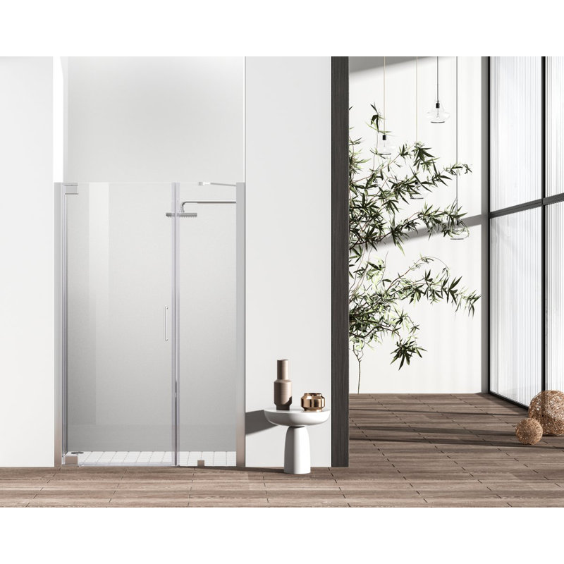 58.5" W x 72" H Pivot Frameless Shower Door, Chrome