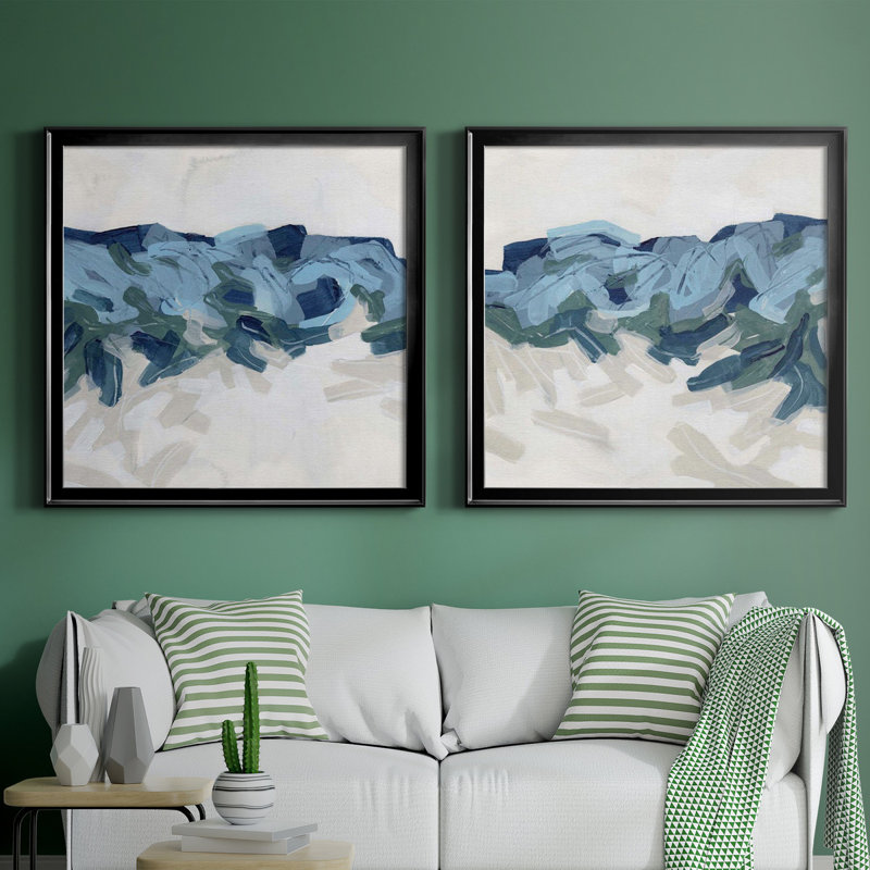 Mountain Strata I Mountain Strata I - ensemble de 2 peintures encadrées, Toile avec cadre noir, Pas de tapis