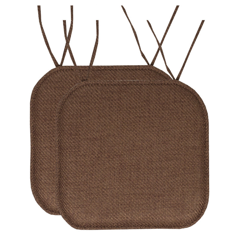 Coussin de chaise antidérapant en mousse à mémoire de forme à chevrons 16 po x 16 po avec attaches, 2, Gris