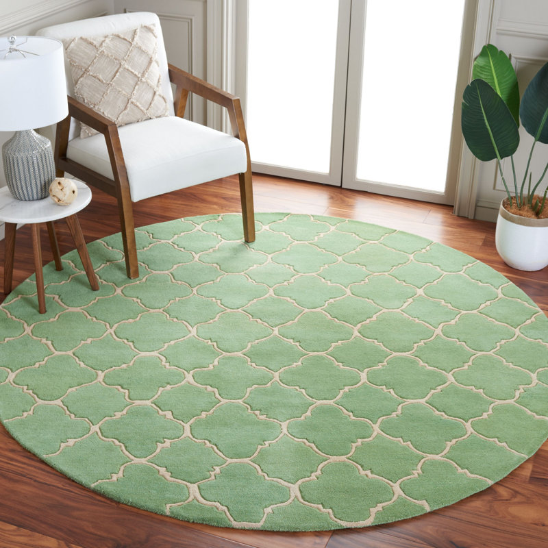 Carolene Hand Tufted Wool Geometric Rug, Round 7'