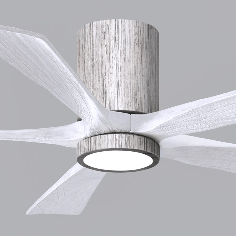 Ventilateur de plafond à 5 pales DEL avec ensemble d'éclairage inclus Irene, Ton bois de grange, 52", Blanc mat