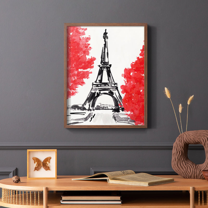 Day in Paris II Framed Print - Solid Wood, Brown, 28" H x 22" W