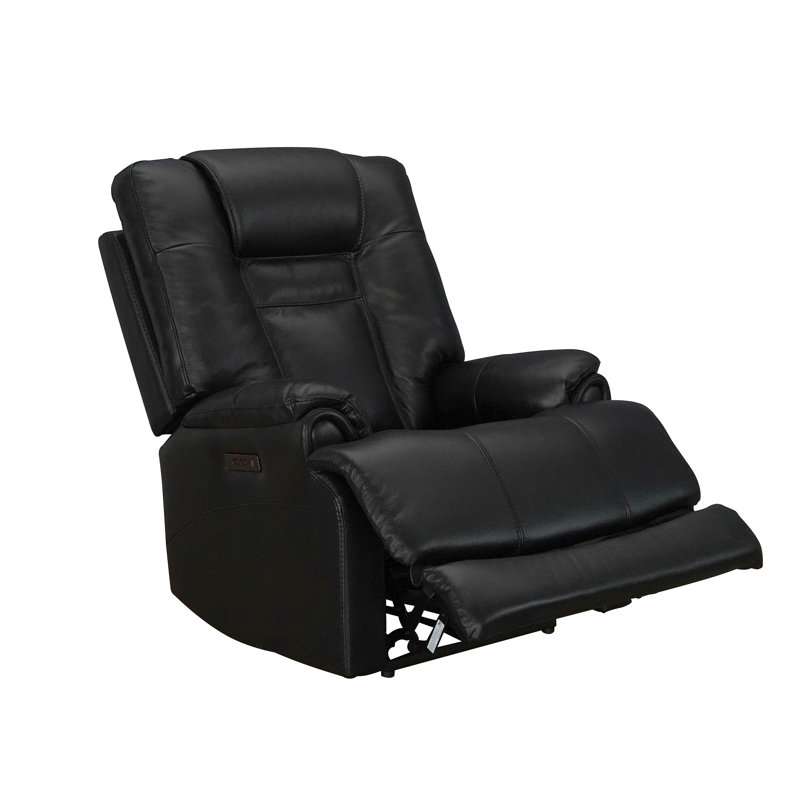 Fauteuil inclinable électrique standard en cuir véritable de 37,5 po de largeur, Noir
