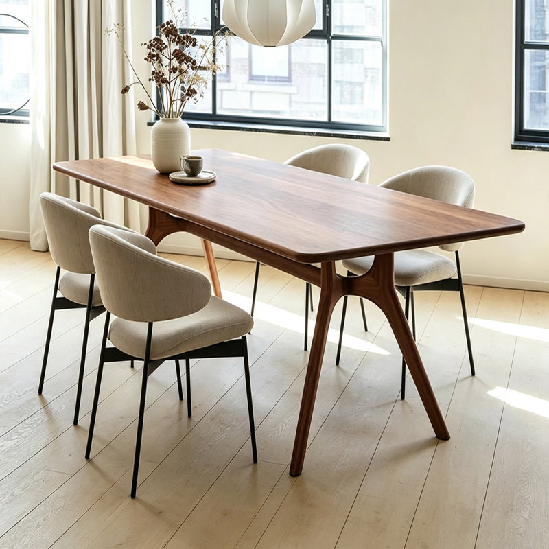 Brown Rectangular Solid Wood Double Pedestal Dining Table, 29.53"H x 78.74"L x 31.50"W