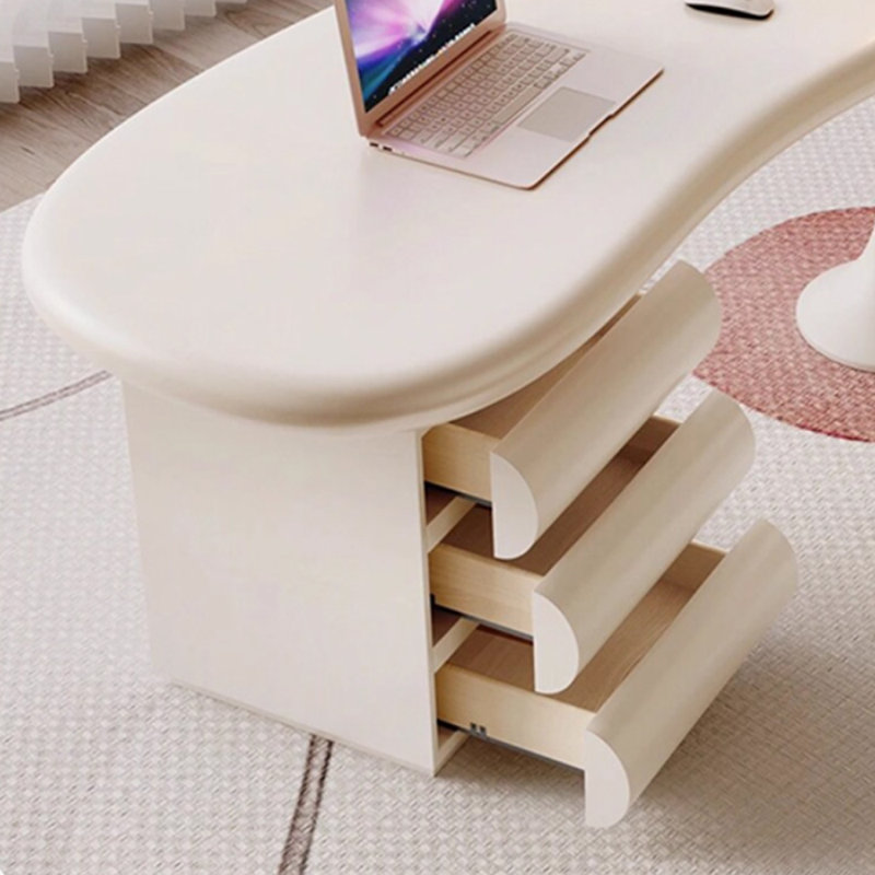 Bureau d'ordinateur durable de style français avec rangement blanc, H 29,52 po x l 62,99 po x P 23,62 po
