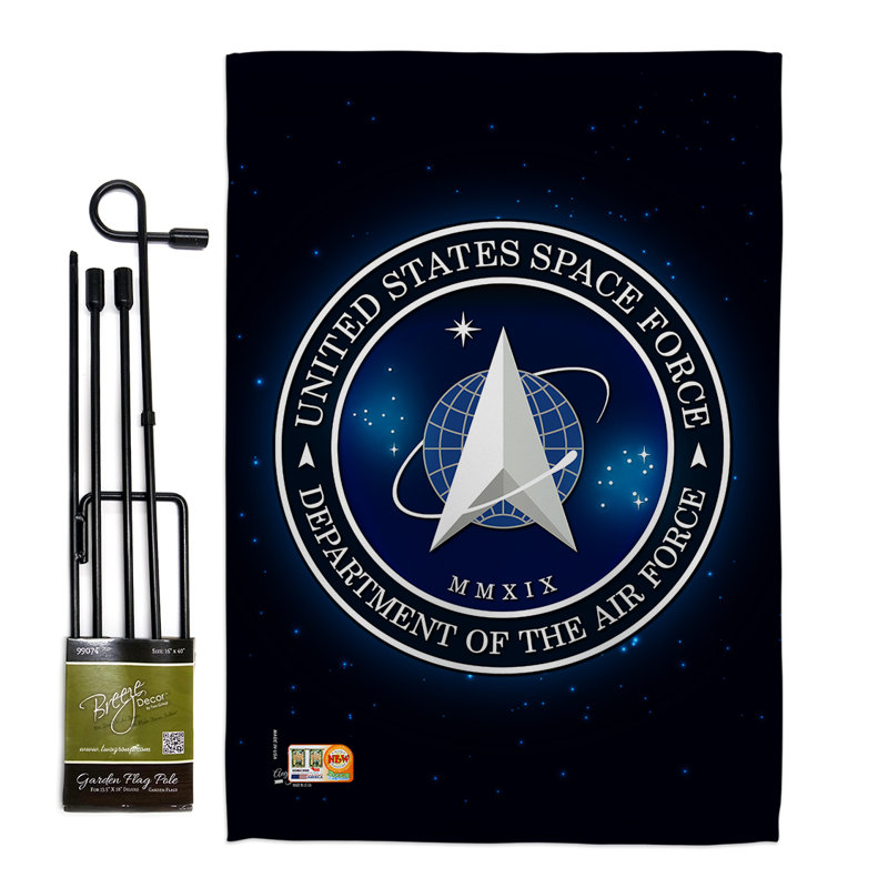Pièce décorative à 2 faces 18,5 x 18,5 po space force-impressions ensemble de drapeaux en polyester
