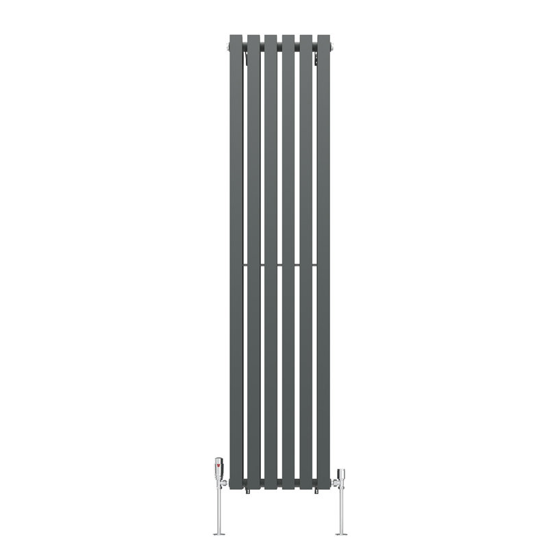 Genris Vertical D-Shape Radiator, 180cm H x 41cm W, 1, Anthracite