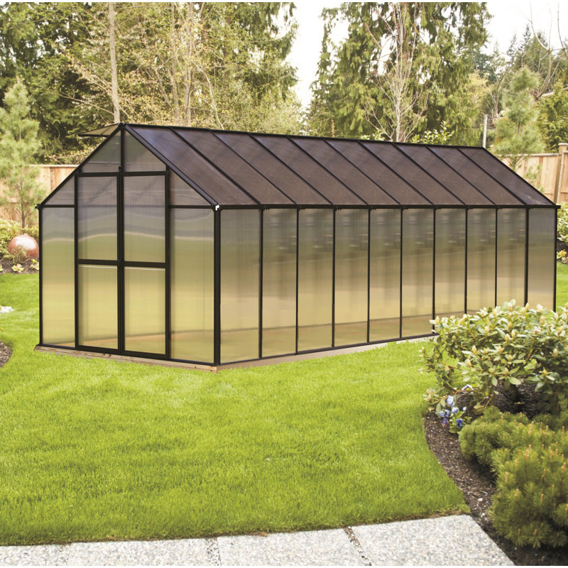 Monticello 8 ft. x 12 ft. Black Aluminum Polycarbonate Greenhouse