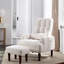 Fauteuil inclinable moderne crème blanc, avec pour le salon, coussin doux, look ergonomique
